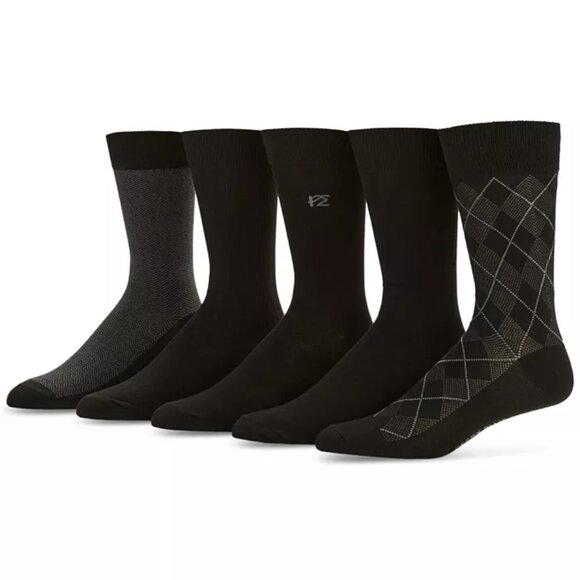 NWT Perry Ellis Portfolio Men's Flat Knit Dress Crew Socks, 5-pack - Picture 1 of 3
